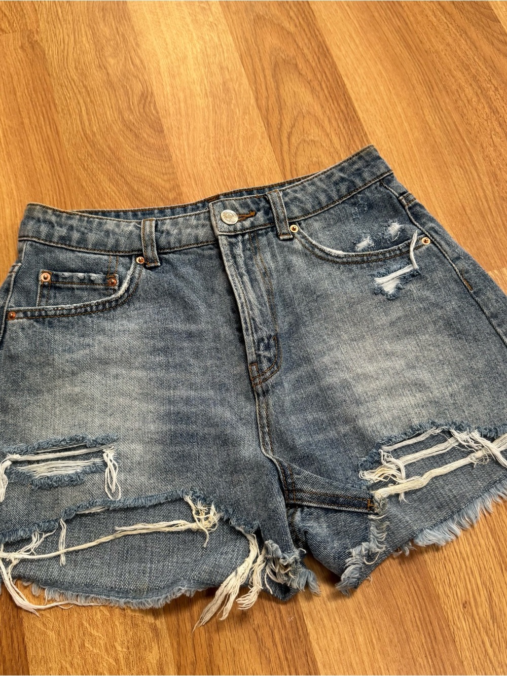 wild fable Frayed Light Blue Distressed Denim Shorts